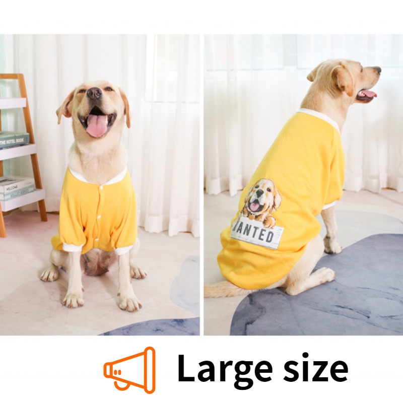 Sweater Bahan Fleece Warna Kuning Ukuran Besar Untuk Anjing