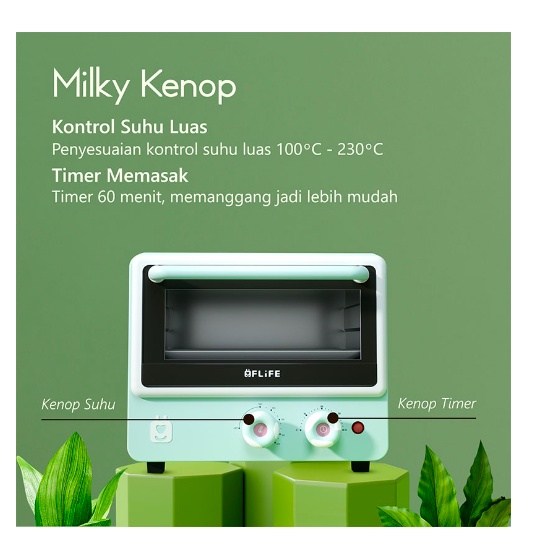 [ FLIFE ]from GREE Pemanggang / Oven Mini Milky Oven Flife OV-10H ukuran 10 Liter - Pemanas Stainless Low Watt FREE GIFT!!