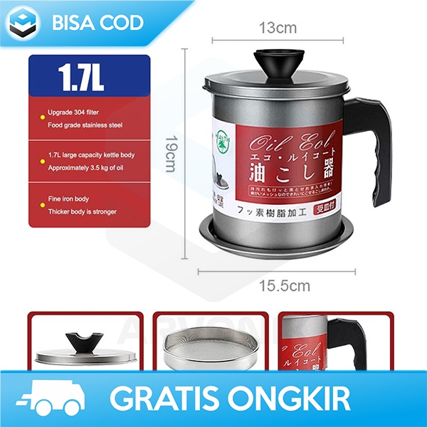 OIL POT SARINGAN MINYAK GORENG STAINLESS STEEL ANTI KARAT 1700ML G2103