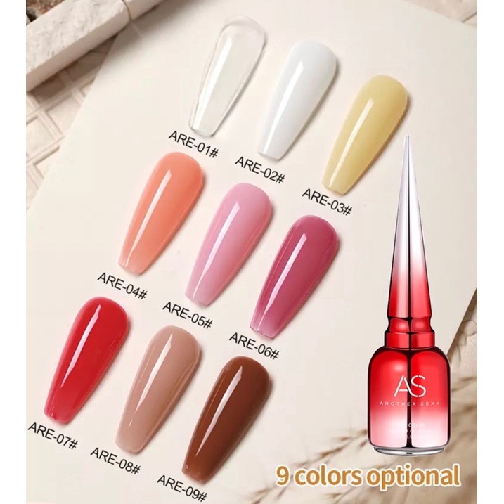 AS Strong Rubber Base Coat 2 in 1 Base Coat + Colors Gel 15ml Soak Off UV Gel Polish