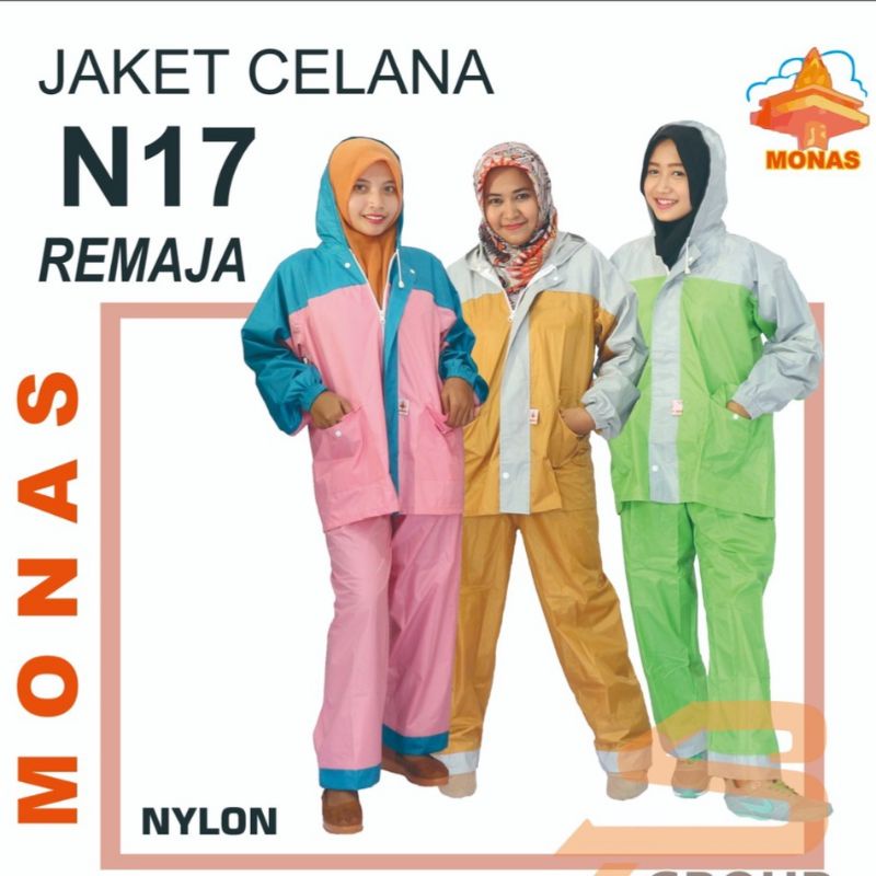 Setelan Jas Hujan Jaket Celana Monas Remaja N17 - Jas Hujan Anak SD SMP Tebal Premium