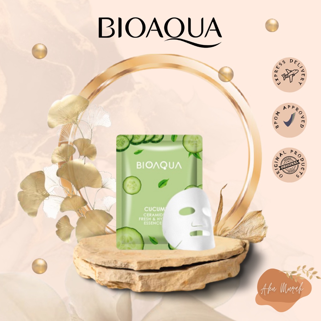 ✨ AKU MURAH ✨ BIOAQUA '''Cucumber Ceramide Eop Fresh &amp; Hydrating&quot;' Sheet Mask Natural Plant Essence Face Masker