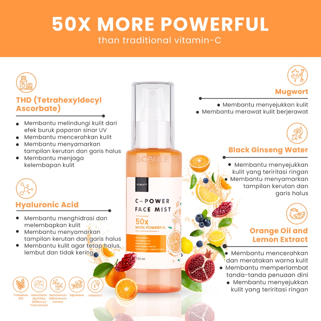 new SCARLETT WHITENING 50X MORE POWERFULL | Scarlett Whitening C- Power Serum &amp; Face Mist Orange