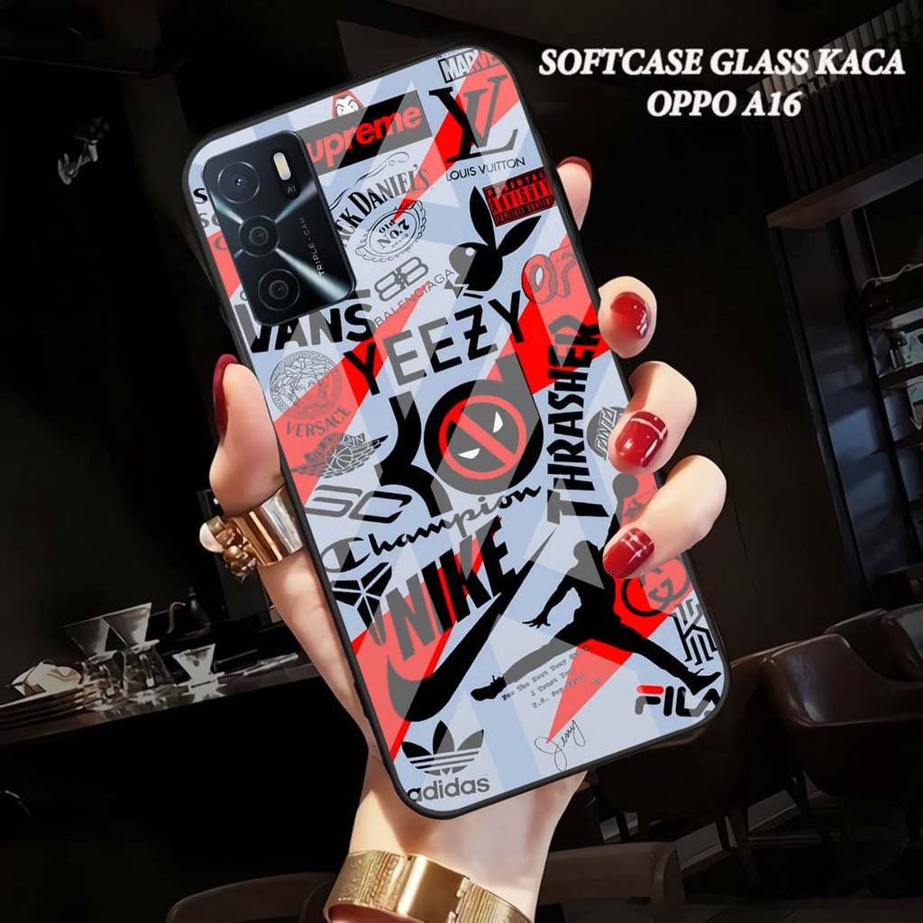 Softcase Glass Kaca OPPO A16 - Case Hp Pelindung Handphone OPPO A16 [ A69].