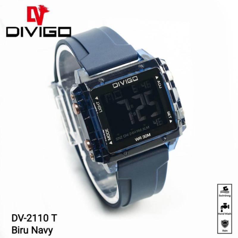 (Terima Cod)Jam Tangan Wanita/Pria Divigo Traspadan Digital Anti Air/Water Resist Strap Rubber/Karet