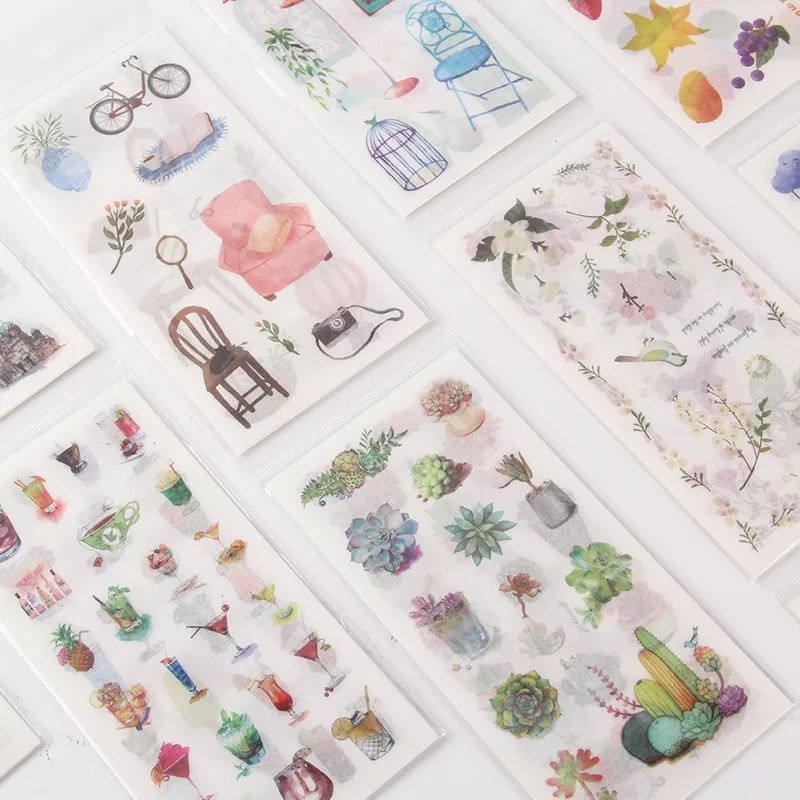 

6Lembar Sticker Vintage Flower Butterfly Aesthetic Jurnal Scrapbook DIY Stiker