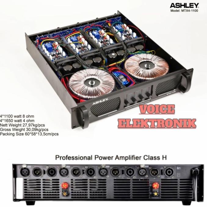 Power Ashley Mtx4 -1100 Original Power Amplifier 4 Channel