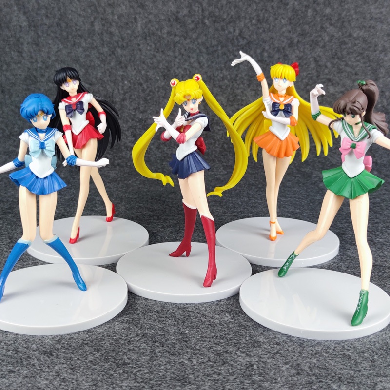 5pcs / Lot Action Figure Anime Sailor Moon Tsukino Usagi Kino Makoto Mizuno Ami Ukuran 16.5-18cm