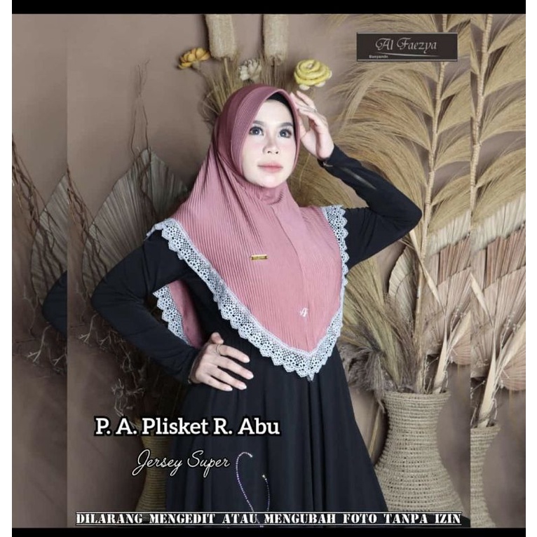 566 Jilbab Al faezya renda Abu plisket jersey super/Hijab Af alfaezya ori by Bunyamin Doi doa Ibu