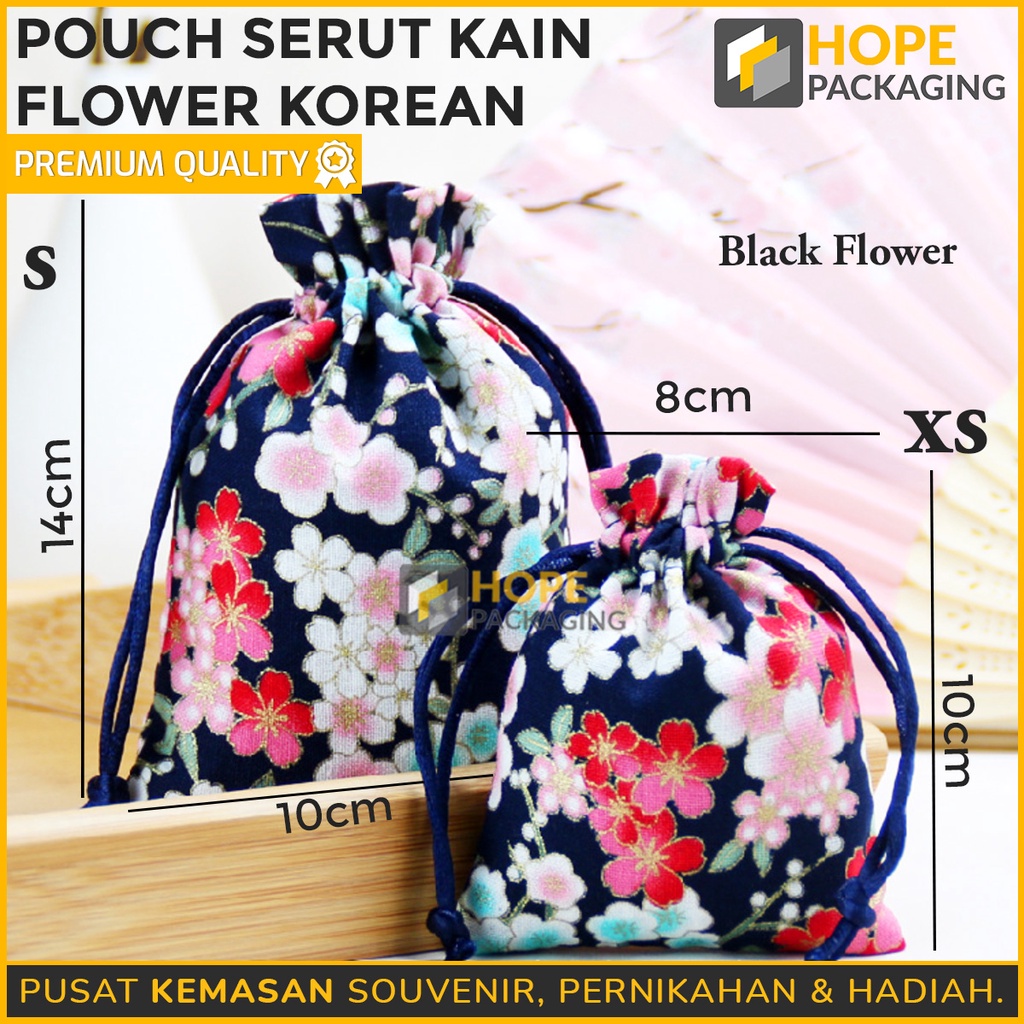 Pouch Serut Kain Flower Korean / XS = 8x10 cm