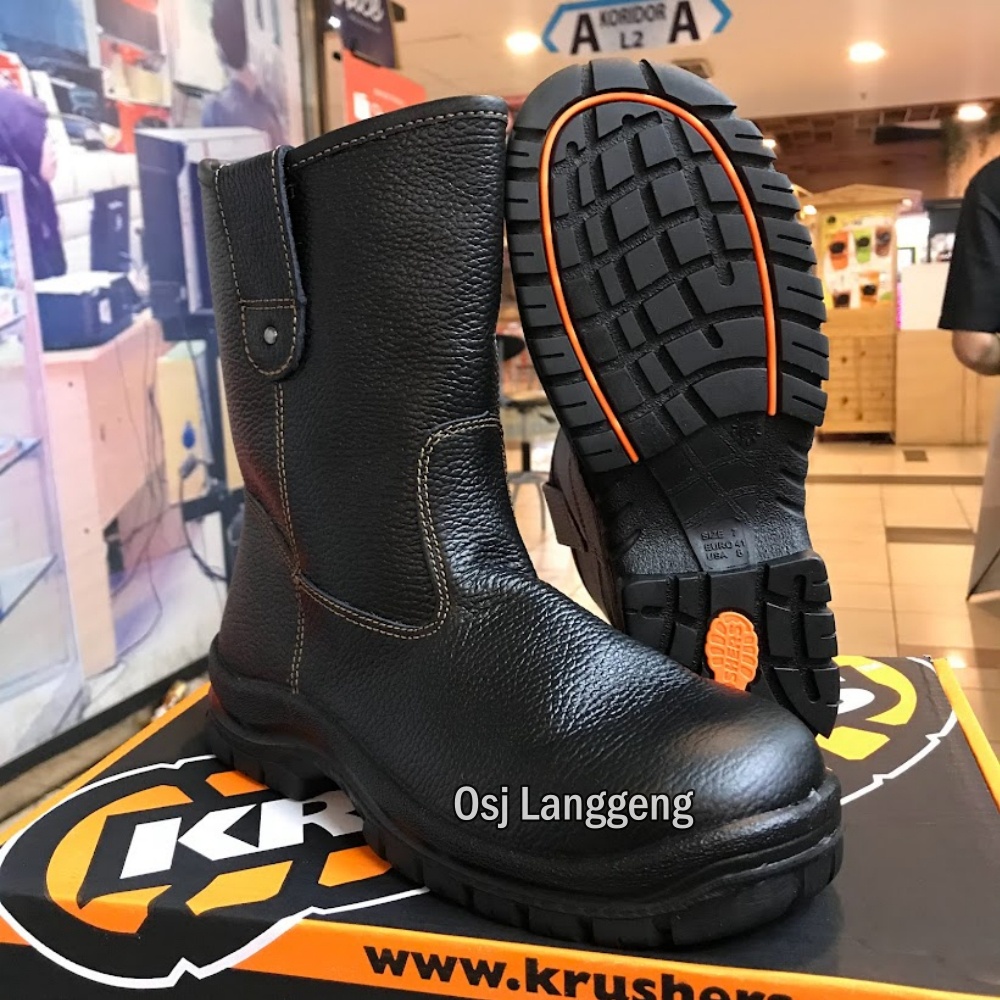 Sepatu Safety Krushers Texas Black / Sepatu Safety Krushers Hitam / Sepatu krushers Murah