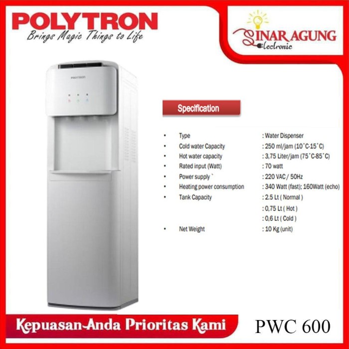 Polytron Dispenser Galon Bawah Pwc 600 / Pwc600 100% Ori