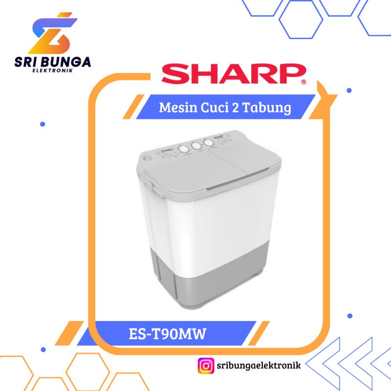 Mesin Cuci 2 Tabung SHARP ES-T 90MW 8kg Puremagic