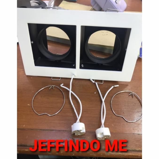 kap lampu halospot isi 2 mr16 / panel 2 gang mr16