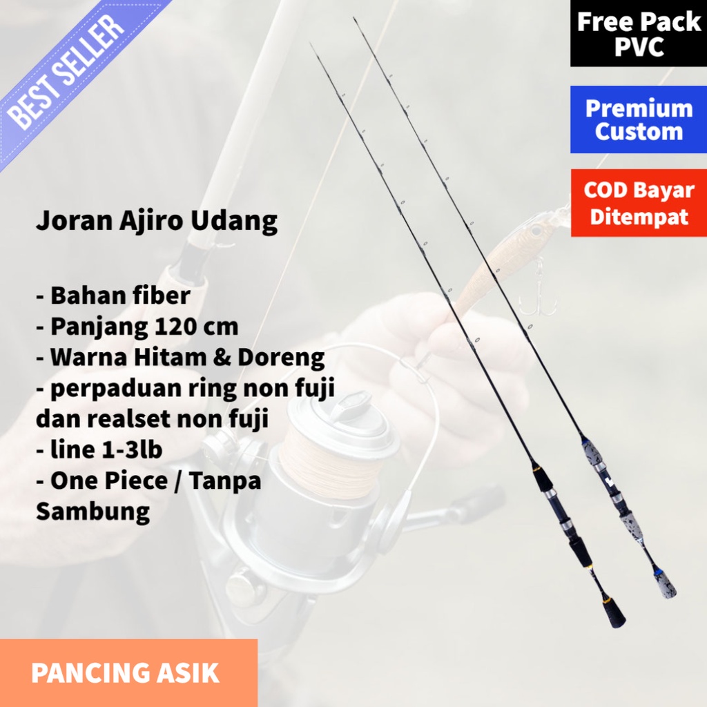 Joran Udang UL 1-3lb 120cm One Piece Fiber Solid - Joran Lentur Ikan Kecil / Udang