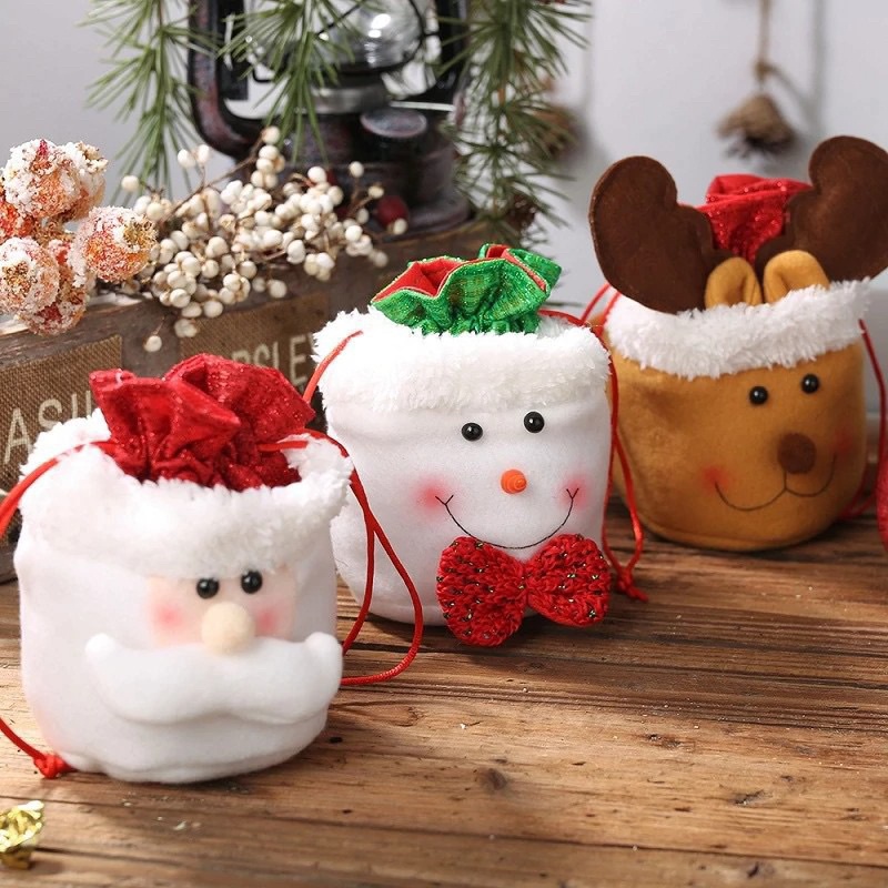 

Kantong permen candy bag motif natal santa snowman hadiah natal christmas gift bag hampers kado tas serut hadiah candybag