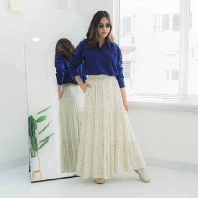 DAWNBLISSCO PEONY LONG/ MAXI SKIRT | Rok Panjang Bahan Rayon | Rok model Payung