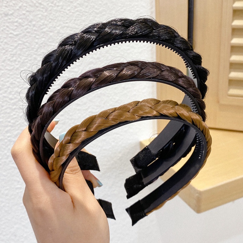 Headband Rambut Palsu Model Kepang Non slip Untuk Wanita