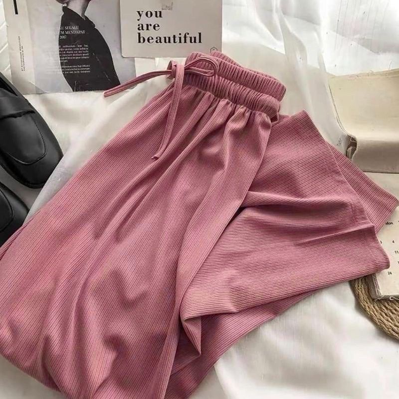 Celana Kulot Wanita Knit Pants Highwaist