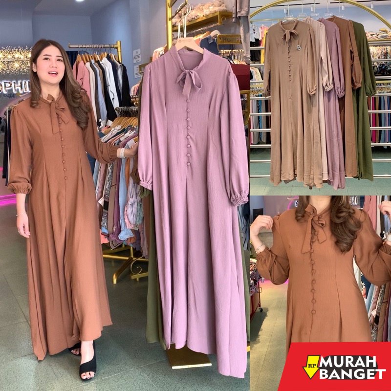 model gamis kombinasi polos terbaru 2022 [YP 10212] Bisa Cod - Gamis Wanita Polos Crinkle Bahan Flow