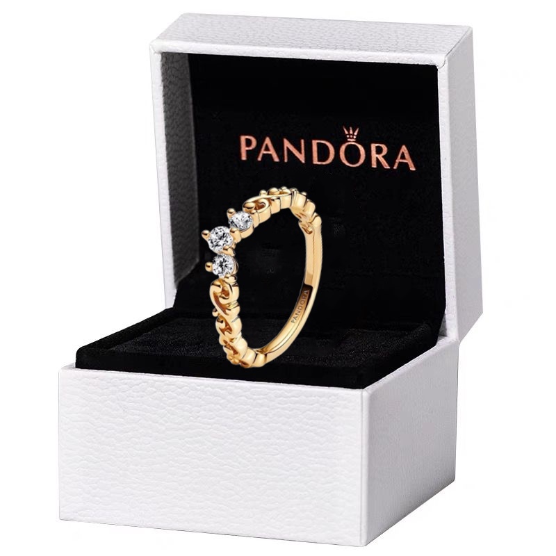 Pandora Cincin 925 Silver Cubic Zirconia Berlian 18K Warna Rose Gold Untuk Wanita