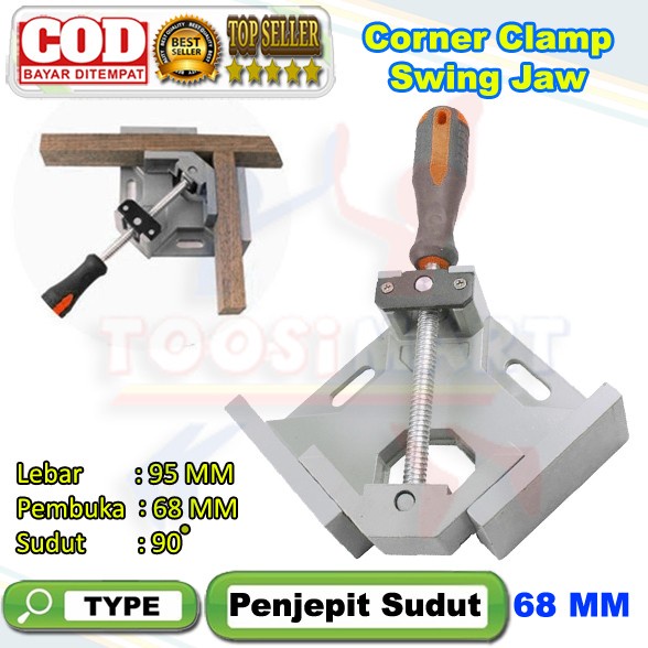 [BAYAR DITEMPAT] Catok Klem Kayu Kaca Besi Sudut Siku Swing Jaw Frame Kaca Kayu 68 Mm / Perlengkapan