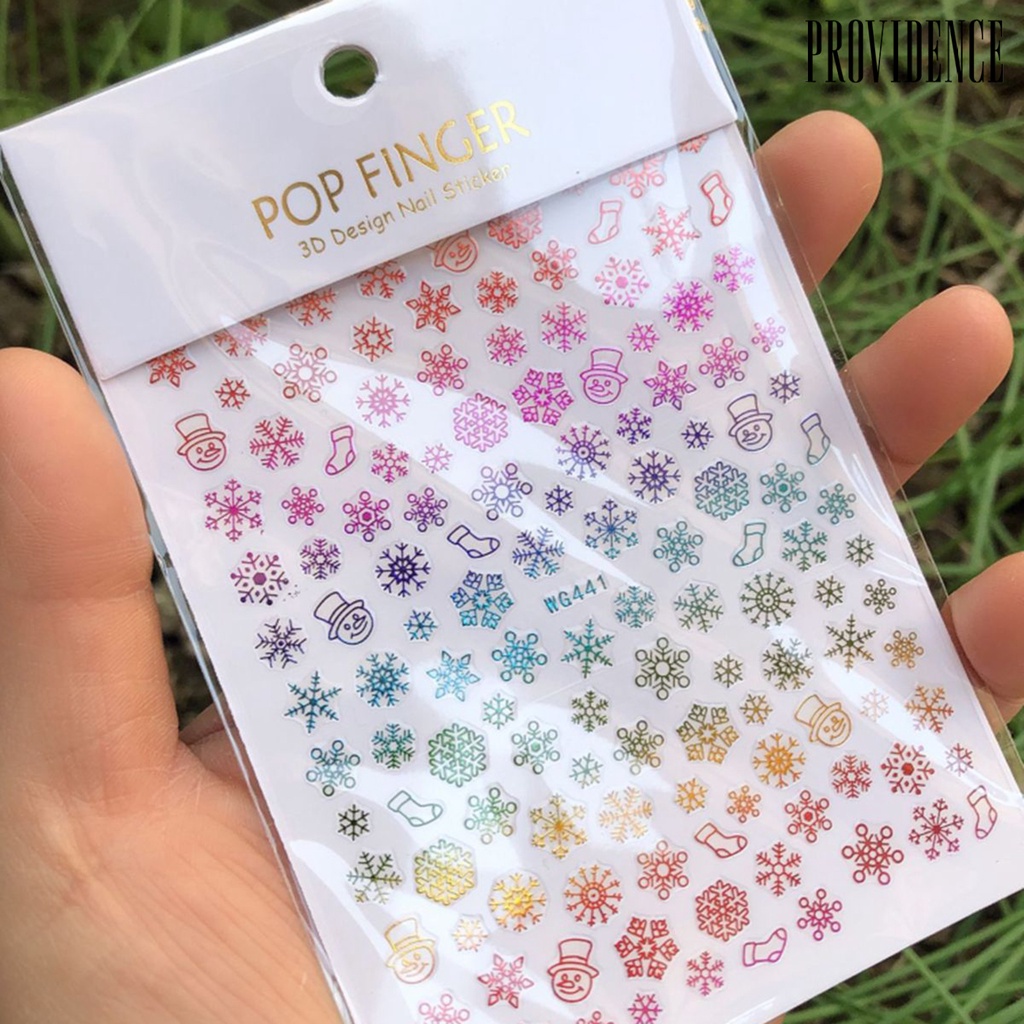 1 Lembar Stiker Perekat Kuku 3D Desain Kepingan Salju Natal Luminous Untuk Manicure