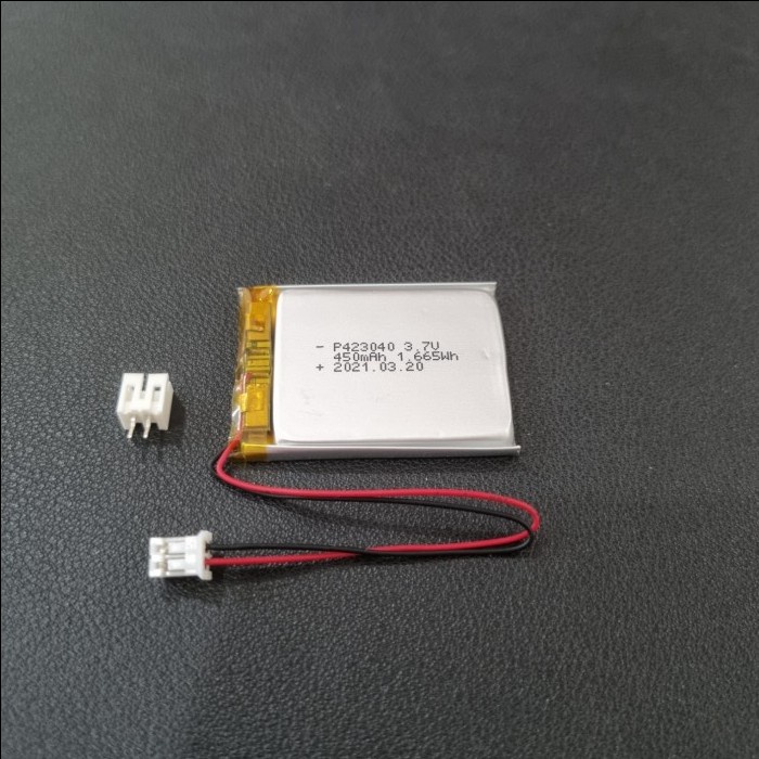 Lithium Ion Polymer Rechargeable Battery 450Mah 3.7V With Connector