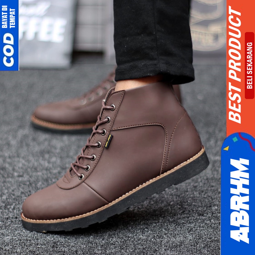 Sepatu Boots Pria Klasik Kerja Kantor Santai FullHitam Abrhm Barak