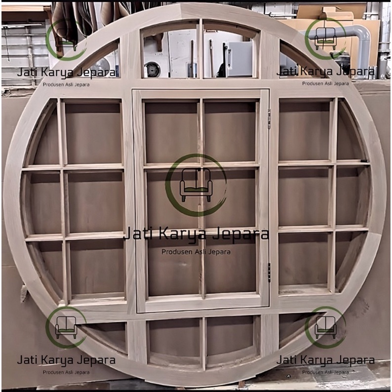 Kusen Jendela Bundar 130cm 12x6cm Kayu Jati Solid Type Koin Buka Pintu 1 Free Ongkir Jawa & Bali ( B