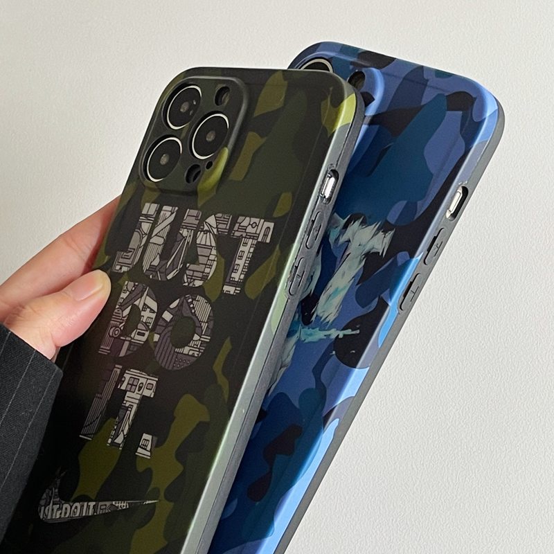 Luxury IMD Case HP iP iPhone X Xr Xs Max14 Plus+Apple11 12 13 Pro Max Sarung Silikon Wanita Casing HP Nike Camouflage