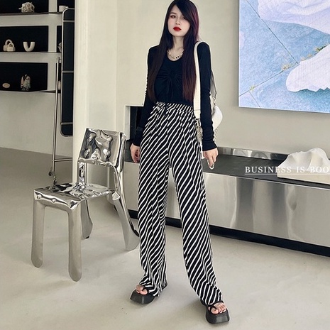 【Blossom】Cullottes Wide Leg Striped Pants 2432