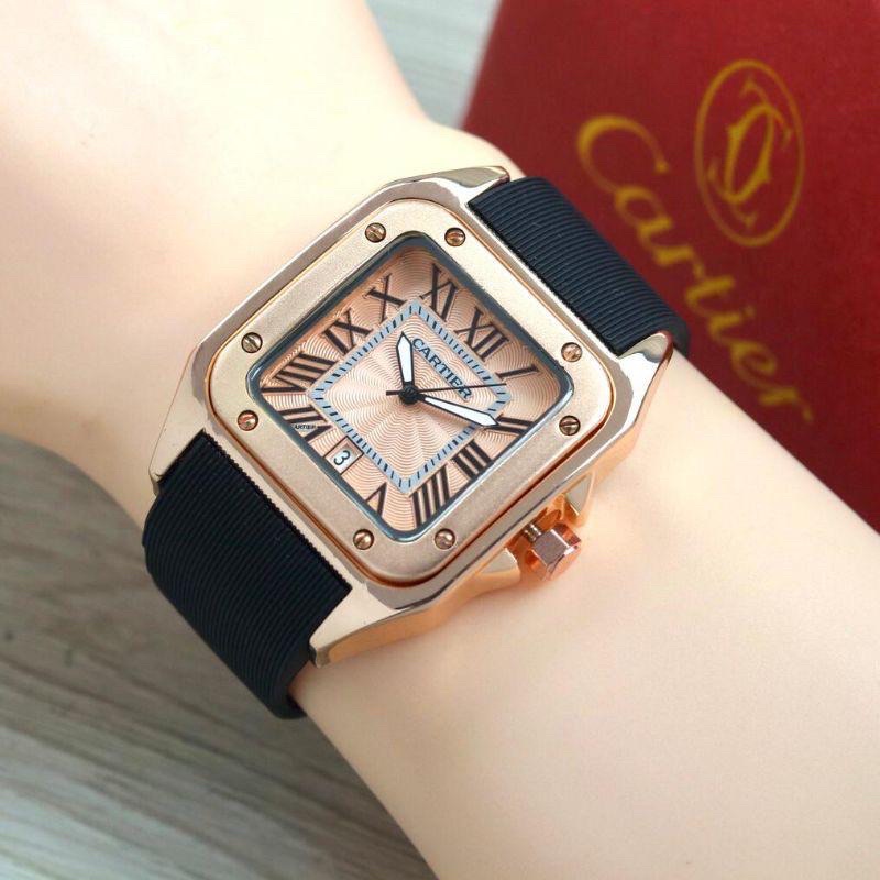 Terlariss Jam Tangan CarrrTierr Segi Kotak Tanggal Aktif Body Rosegold