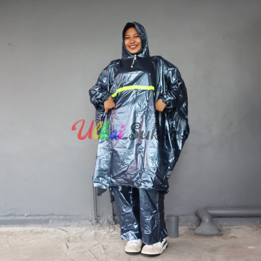 Jas Hujan Hybrid Setelan Ponco Celana Jumbo Dewasa Pria Wanita