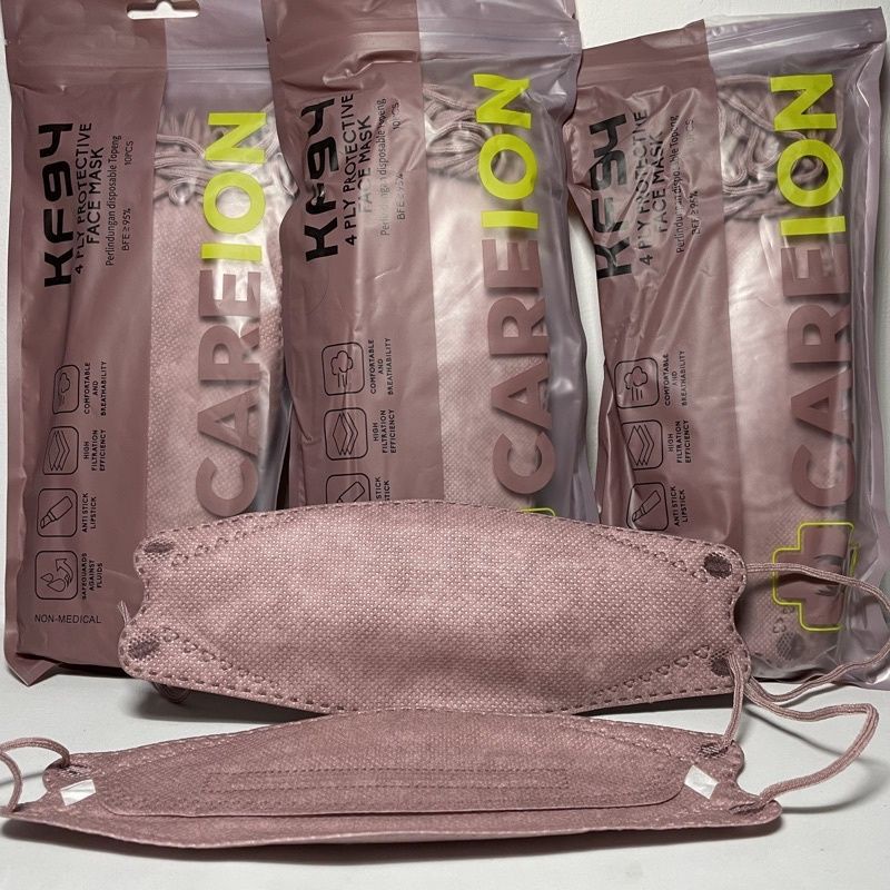 KF94 MASKER FACEMASK MOUSON / CAREION / ONCARE 4PLY ISI 10 PCS WARNA HITAM - PUTIH-SHRIMP CAREION /KF94