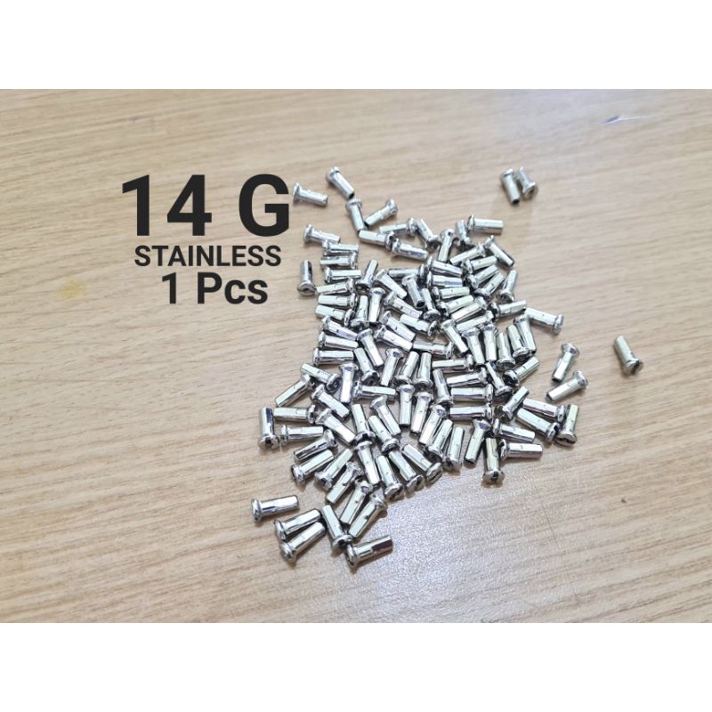 Stainless Anti Karat Nipple Ruji Sepeda Naple Niple Nipel Jari-Jari Sepeda Jeruji Spoke Sepeda ukuran Size 14g Panjang 15mm Bahan Material Stainles