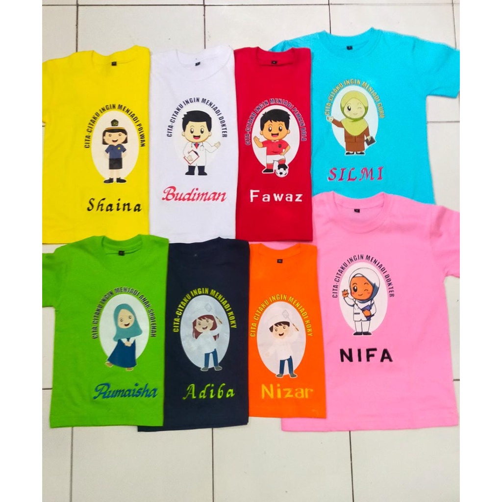 KAOS ANAK CITA CITAKU FREE CUSTOM BORDIR NAMA SUKA SUKA