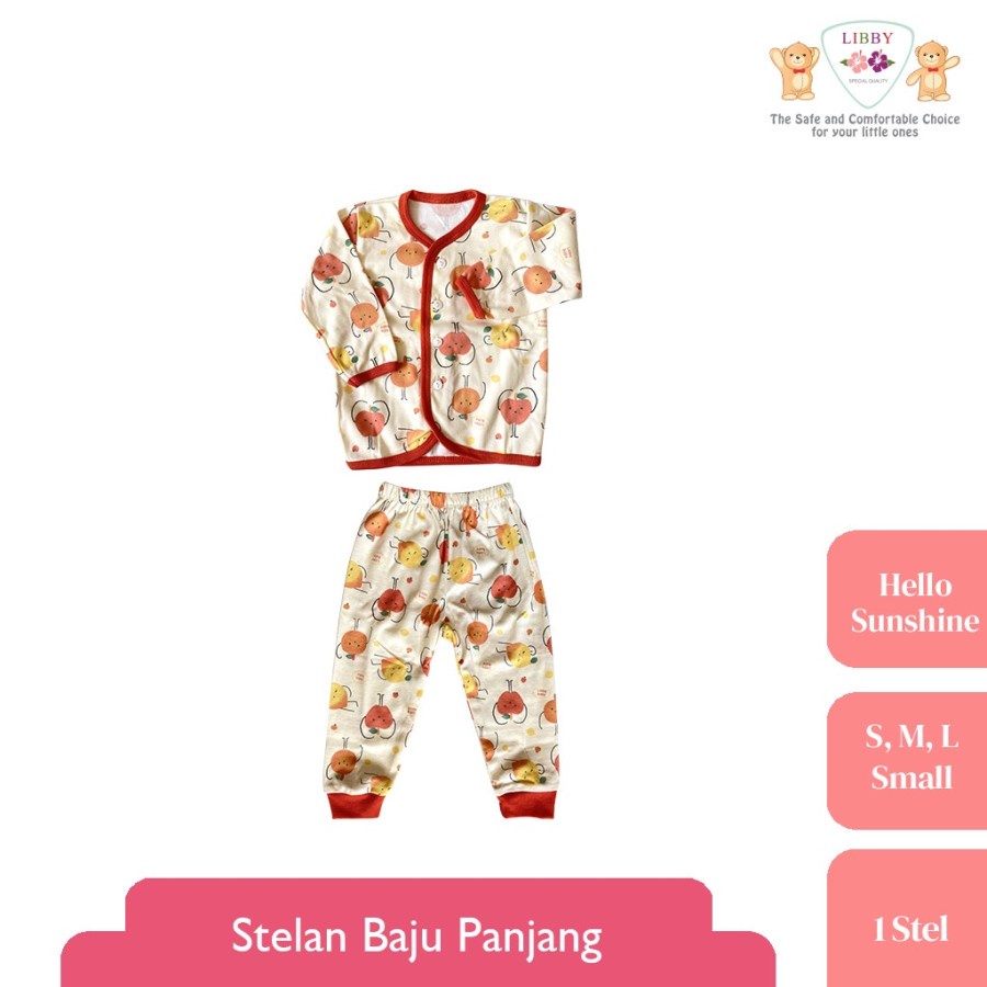 LIBBY SETELAN BAJU PANJANG ANAK KANCING DEPAN MOTIF HELLO SUNSHINE