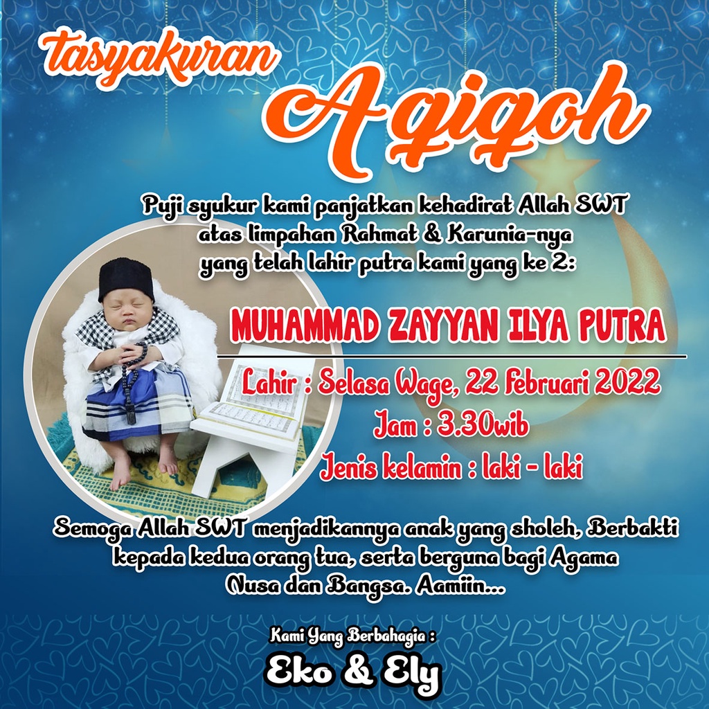 

Ucapan Tasyakuran Aqiqah Bayi pada Berkat (Kotak Nasi) Uk 15cm
