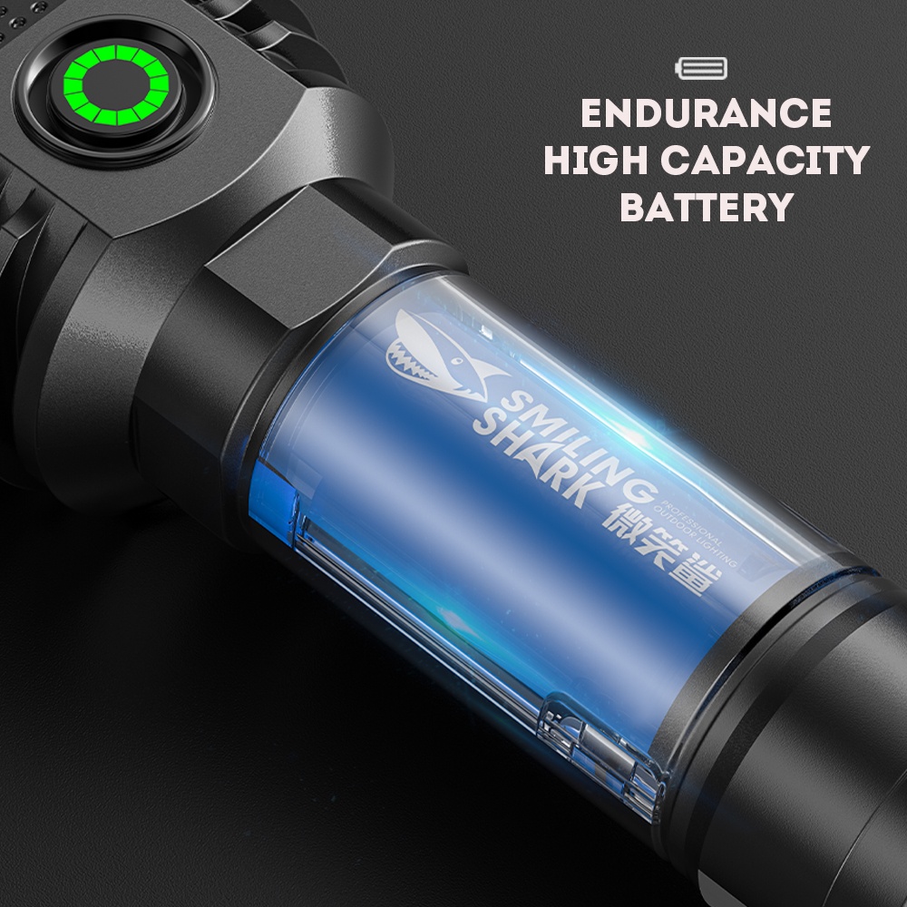 Lampu Senter 6 Led 4 Mode Adjustable Anti Air Tahan Lama USB Rechargeable Untuk Hiking / Camping