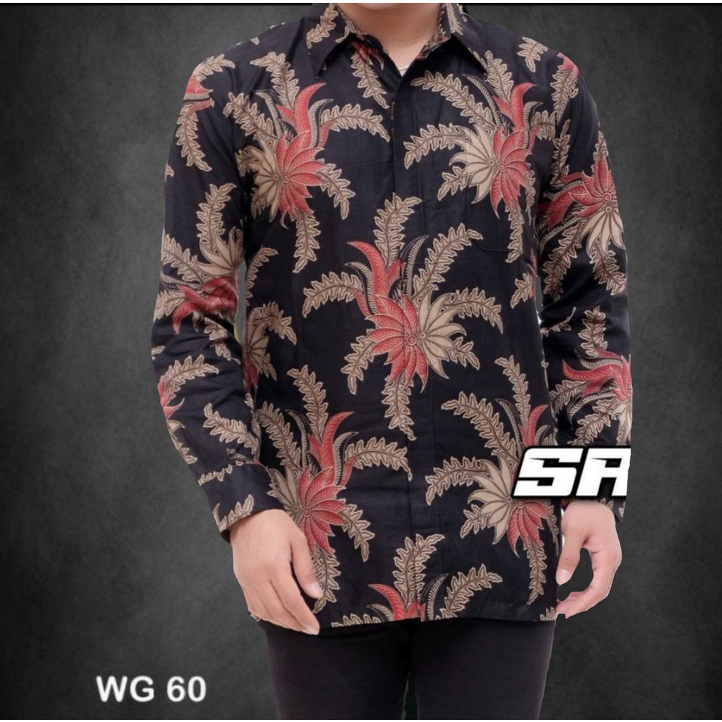 BSWART Batik HRB026 kenongo kemeja panjang anjani biru Pekalongan M L XL Batik Pria MURAH Modern Grosir