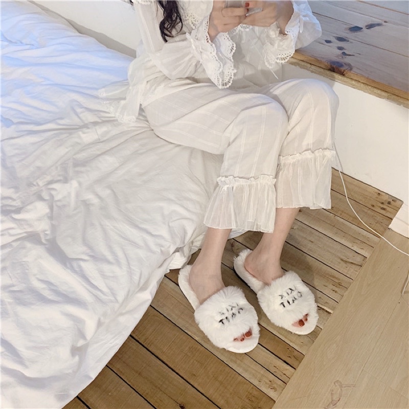 Home Slipper Sendal Rumah Indoor Kamar Sandal Hotel Empuk Bulu Tebal Premium Korea