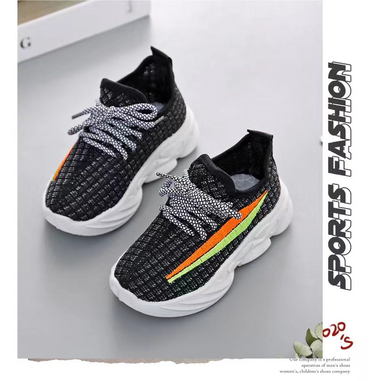 GROSIRTAS LV0196 Sepatu Sneakers Anak Anak Garis 2 Warna Import/Sepatu Olahraga Tali Anak