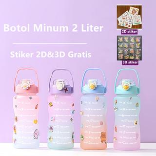 COD/Botol Minum 2 Liter Free Stiker 2D &amp; 3D / Botol Minum Viral Motivasi / Botol Pelangi Gradasi Botol Minum Gemoy Murah