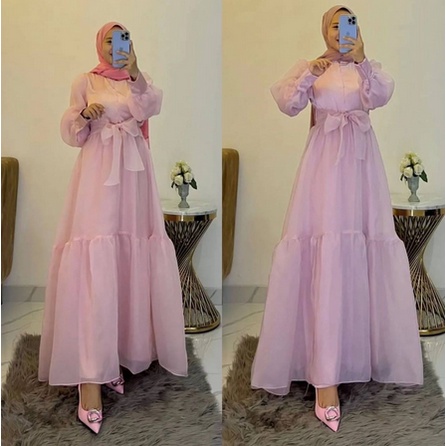 Baju Pesta Gamis Brukat Wanita Muslim Mewah Kondangan Nikahan Modern Trandy Terbaru Lebaran 2022 202