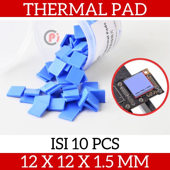 Isi 10 Pcs Thermal Pad Cooler Conductivity Silicone 12 x 12mm x 1.5mm