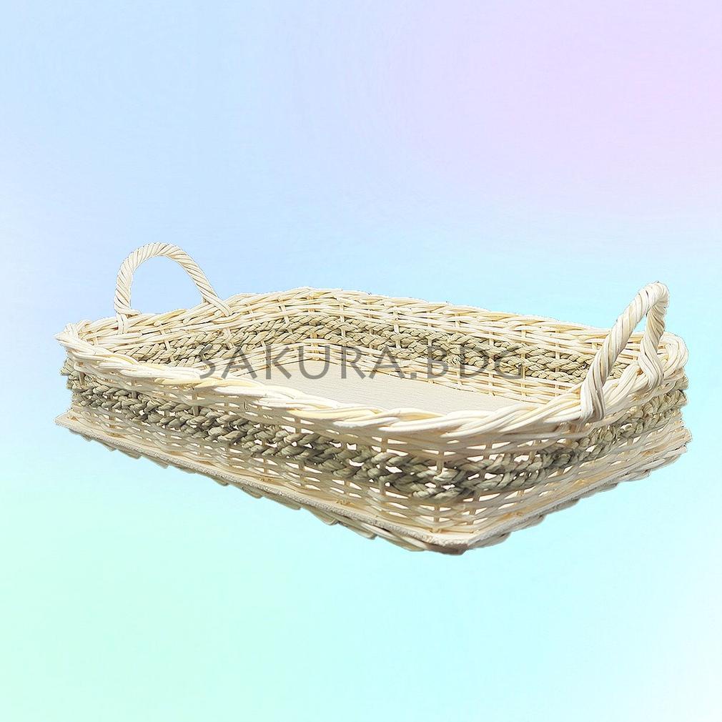 

K60S - Keranjang rotan nampan tambang S 31x21x6 cm alas triplek hampers parcel hantaran seserahan