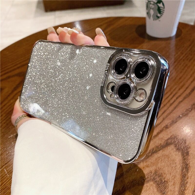 Soft case Transparan glitter Untuk iphone 14 13 12 11 Pro MAX XR XS MAX 7 + 8 Plus SE 2020