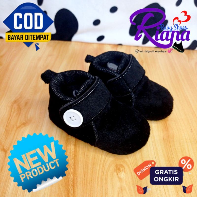 Sepatu bayi prewalker Unisex RS08 Bulu Lembut Velboa usia 5-15 Bulan