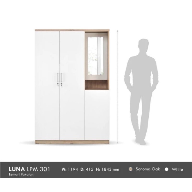 lemari pakaian meja rias lemari 3pintu lemari baju lemari minimalis LUNA LPM 301